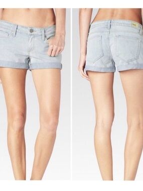 PAIGE Light Blue Roll-Cuff Denim Shorts